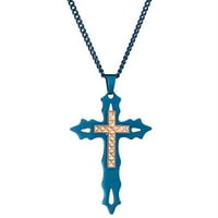 Američki čelični nakit muški Plavi križ Od nehrđajućeg čelika od nehrđajućeg čelika s naglašenim križem od ružičastog