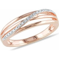 Križni prsten od sterling srebra s ružičastim rodijem s dijamantnim naglaskom