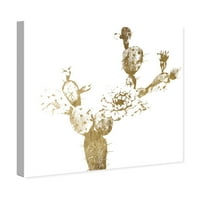 Wynwood Studio cvjetni i botanički zidni umjetnički platno ispisuje 'Cactus Gold I' Botanicals - zlato, bijelo