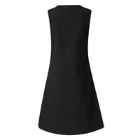 Haljine za žene, ljetna modna haljina Bez rukava s izrezom u obliku slova u, Crna 3 inča