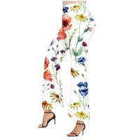 Ženske hlače visokog struka, Palazzo hlače, lepršave hlače s cvjetnim printom, mekane, maslene