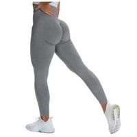 Ženske čiste boje -dizanje sportske fitness koji trči visoko -strujni joga hlače joge hlače tamno sive m