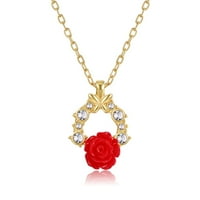 Ogrlica za privjesak od zlatne ruže za žene 14K zlatne obloge Podesiva ogrlice za ruže za djevojčice