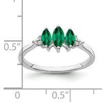 Smaragdni dijamantni prsten od bijelog zlata Amukat od primarnog karatnog zlata