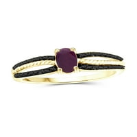 Jewelersclub rubin prsten nakit za rođenje - 0. karat rubin 14k zlatni nakit od srebrnog prstena s crnim dijamantnim