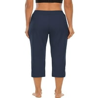Ženske rastezljive pletene Capri hlače visokog struka joga tajice hlače s džepom za vježbanje odjeća Na otvorenom