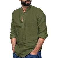 Muškarci modni ležerni vrhovi Košulja jednostavna udobna majica s gumbom za čvrstu boju GOLA OBAVLJIVO ELEGANTNO