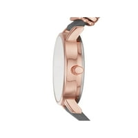 Time i TRU ženski zglobni sat sa srebrnim i ružičastim zlatnim tonom, sa sivim fau kožnim remenom s kliznim čarima