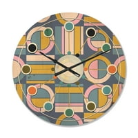 DesignArt 'kružni dizajn retro uzorak I' Moderni zidni sat iz sredine stoljeća