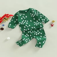 Binwwede dječje zimske odjeće, print za božićno drvce s dugim rukavima i hlače set