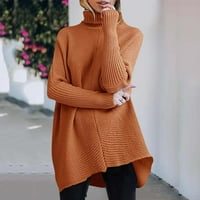 Ženski pulover džemper Moda jesen-zima dolčevita s neravnim rubom pleteni džemper dugih rukava za žene