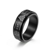 Vintage Viking rune prsten za muškarce i žene rotirajući skandinavski Odin trokut prsten od nehrđajućeg čelika